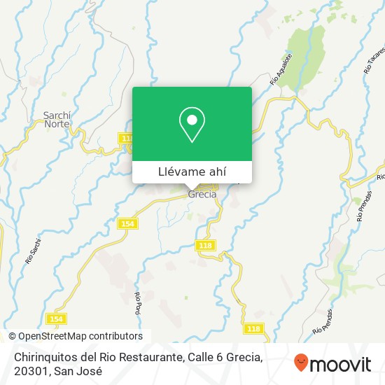 Mapa de Chirinquitos del Rio Restaurante, Calle 6 Grecia, 20301
