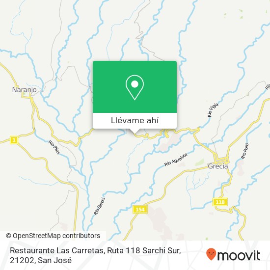 Mapa de Restaurante Las Carretas, Ruta 118 Sarchi Sur, 21202