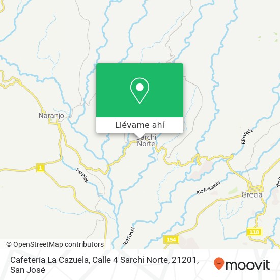 Mapa de Cafetería La Cazuela, Calle 4 Sarchi Norte, 21201