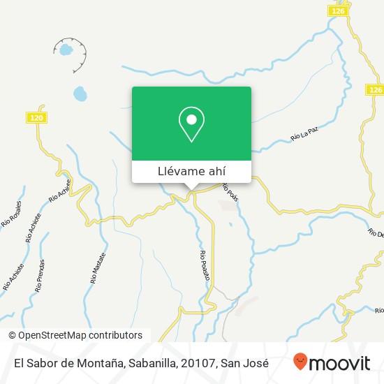 Mapa de El Sabor de Montaña, Sabanilla, 20107
