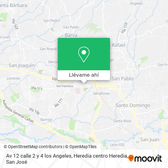 Mapa de Av 12 calle 2 y 4 los Angeles, Heredia centro Heredia