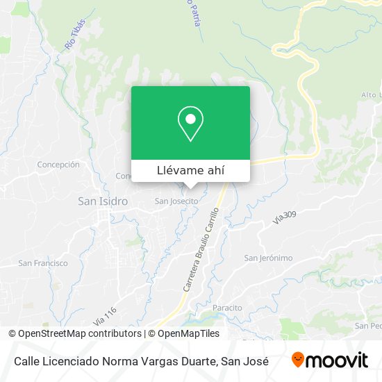 Mapa de Calle Licenciado Norma Vargas Duarte