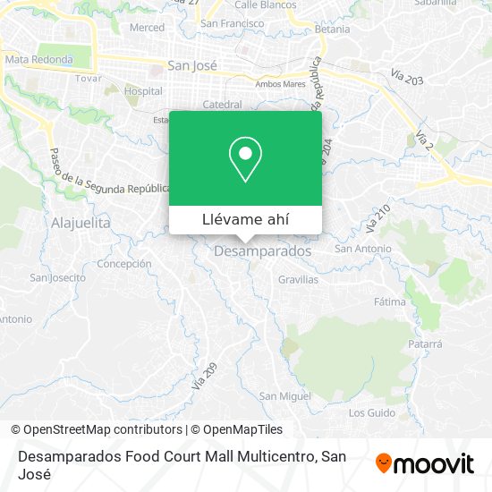 Mapa de Desamparados Food Court Mall Multicentro