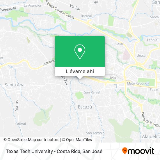 Mapa de Texas Tech University - Costa Rica