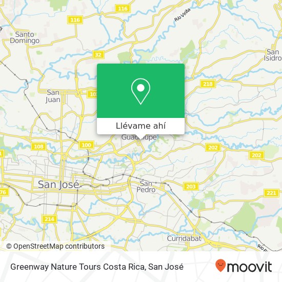 Mapa de Greenway Nature Tours Costa Rica