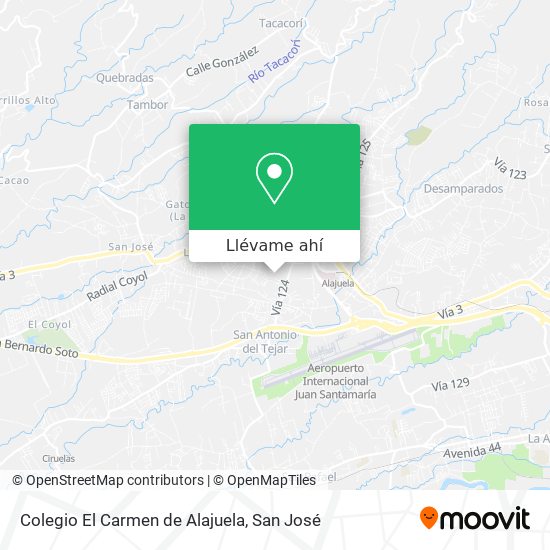 Mapa de Colegio El Carmen de Alajuela