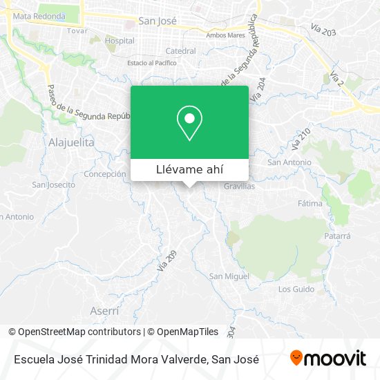 Mapa de Escuela José Trinidad Mora Valverde