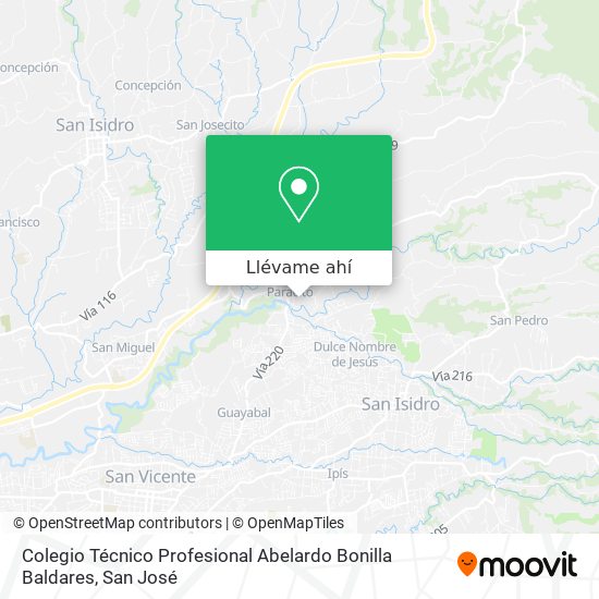 Mapa de Colegio Técnico Profesional Abelardo Bonilla Baldares