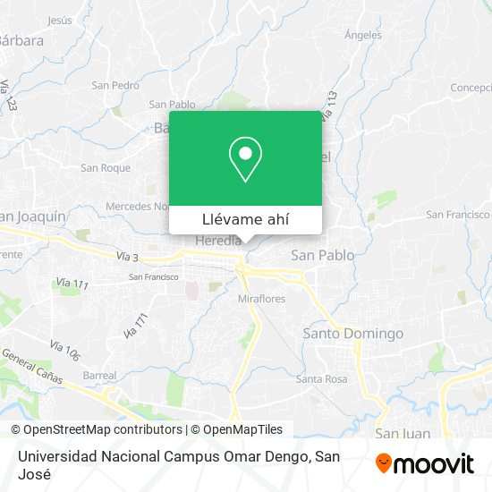 Mapa de Universidad Nacional Campus Omar Dengo
