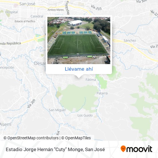 Mapa de Estadio Jorge Hernán "Cuty" Monge