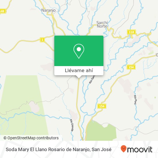 Mapa de Soda Mary El Llano Rosario de Naranjo