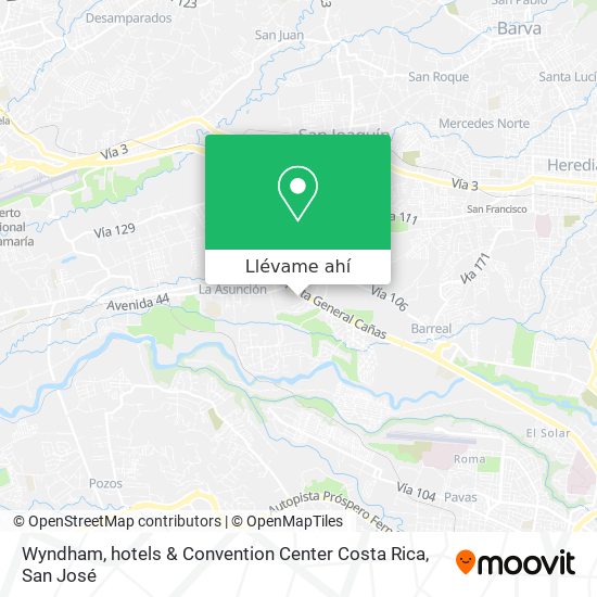Mapa de Wyndham, hotels & Convention Center Costa Rica
