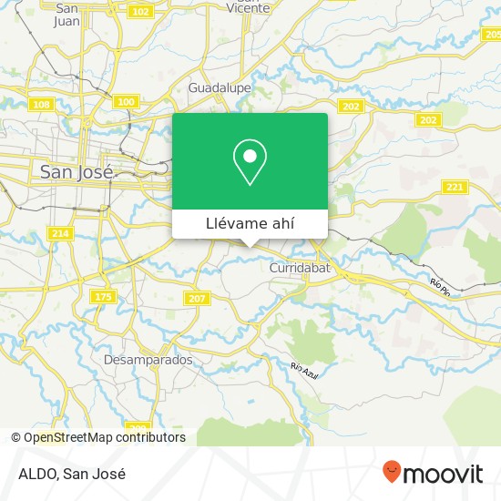 Mapa de ALDO, Curridabat, 11801