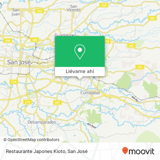 Mapa de Restaurante Japones Kioto, Avenida 26 Curridabat, 11801
