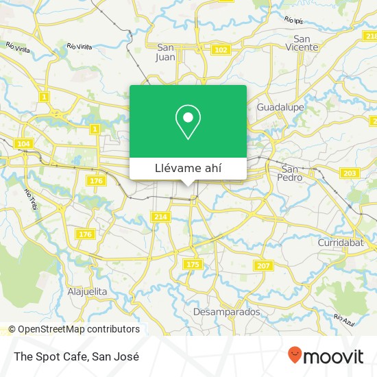 Mapa de The Spot Cafe, Avenida 14 Catedral, San José, 10104