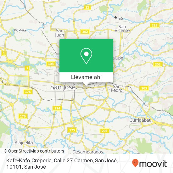 Mapa de Kafe-Kafo Creperia, Calle 27 Carmen, San José, 10101