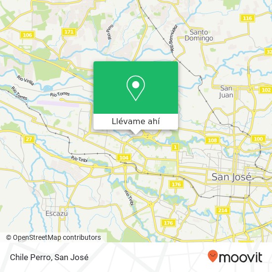 Mapa de Chile Perro, Avenida 25 Uruca, San José, 10107