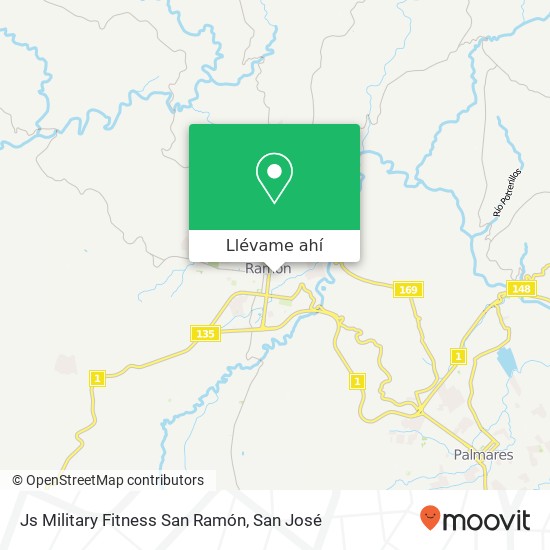 Mapa de Js Military Fitness San Ramón