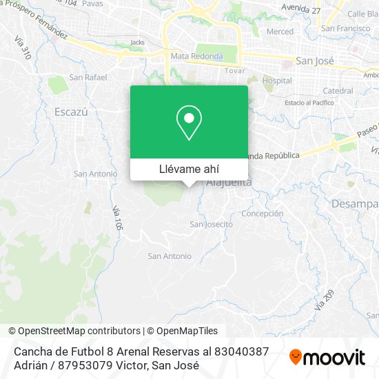 Mapa de Cancha de Futbol 8 Arenal Reservas al 83040387 Adrián / 87953079 Victor