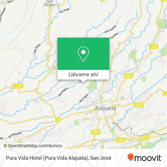Mapa de Pura Vida Hotel (Pura Vida Alajuela)