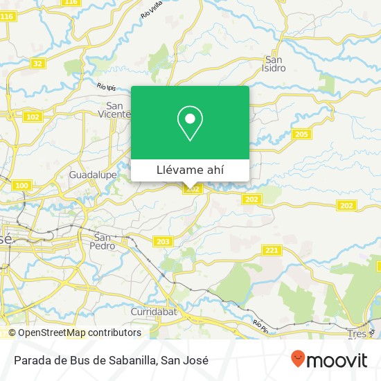 Mapa de Parada de Bus de Sabanilla