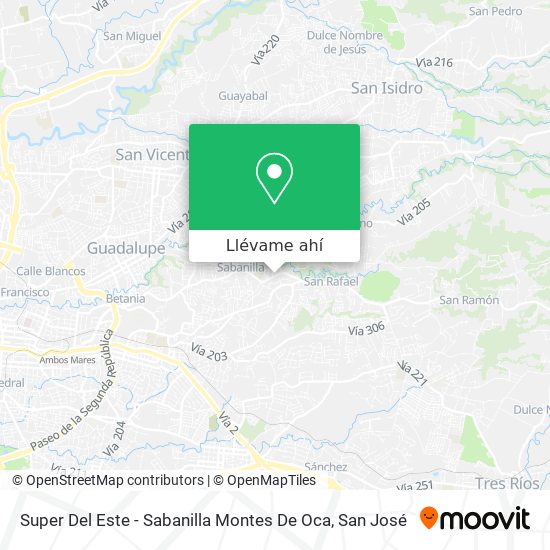 Mapa de Super Del Este - Sabanilla Montes De Oca