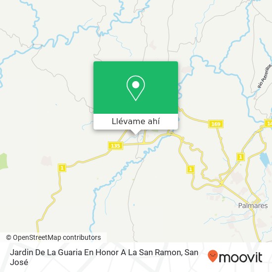 Mapa de Jardin De La Guaria En Honor A La San Ramon