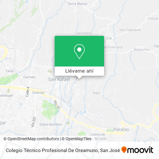 Mapa de Colegio Técnico Profesional De Oreamuno