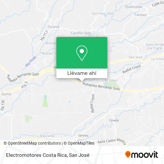 Mapa de Electromotores Costa Rica