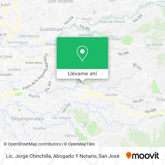 Mapa de Lic. Jorge Chinchilla, Abogado Y Notario