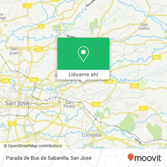 Mapa de Parada de Bus de Sabanilla