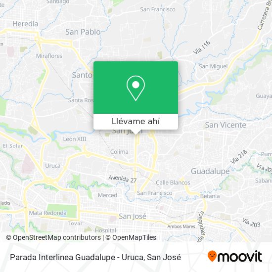 Mapa de Parada Interlinea Guadalupe - Uruca