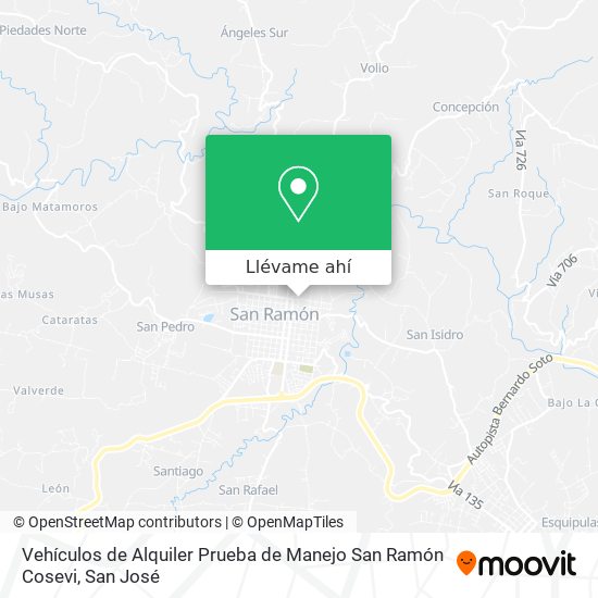 Mapa de Vehículos de Alquiler Prueba de Manejo San Ramón Cosevi