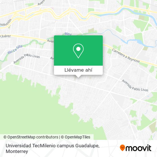 Mapa de Universidad TecMilenio campus Guadalupe