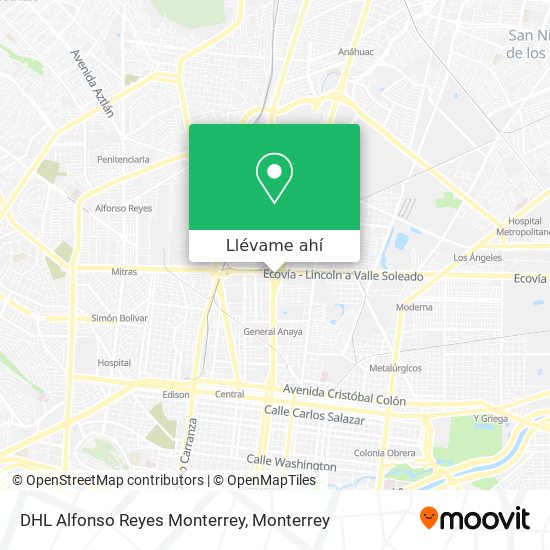 Mapa de DHL Alfonso Reyes Monterrey