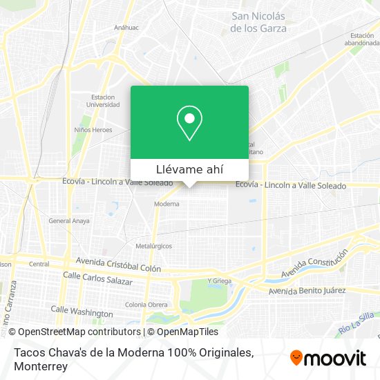 Mapa de Tacos Chava's de la Moderna 100% Originales
