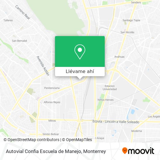 Mapa de Autovial Confia Escuela de Manejo