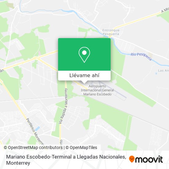 Mapa de Mariano Escobedo-Terminal a Llegadas Nacionales