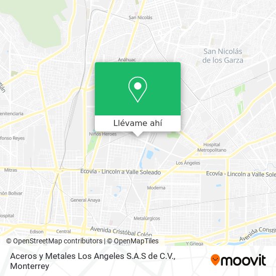 Mapa de Aceros y Metales Los Angeles S.A.S de C.V.