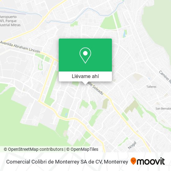 Mapa de Comercial Colibri de Monterrey SA de CV