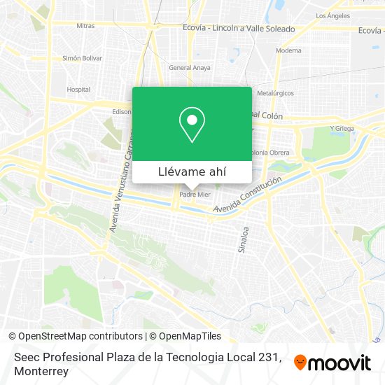 Mapa de Seec Profesional Plaza de la Tecnologia Local 231