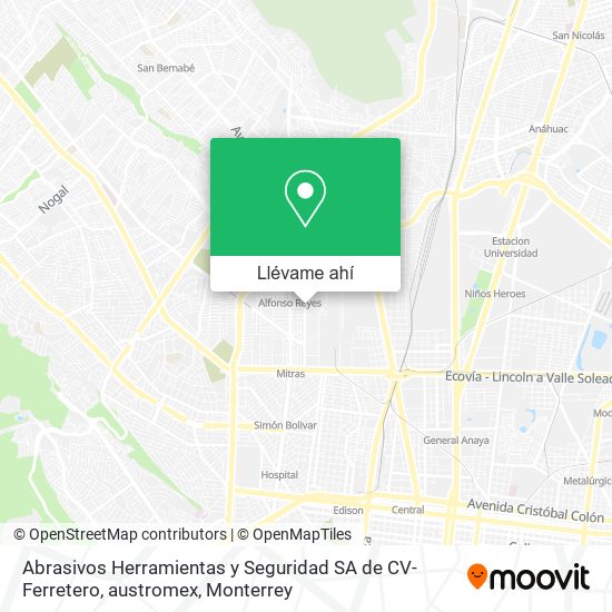 Mapa de Abrasivos Herramientas y Seguridad SA de CV- Ferretero, austromex