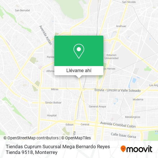 Mapa de Tiendas Cuprum Sucursal Mega Bernardo Reyes Tienda 9518