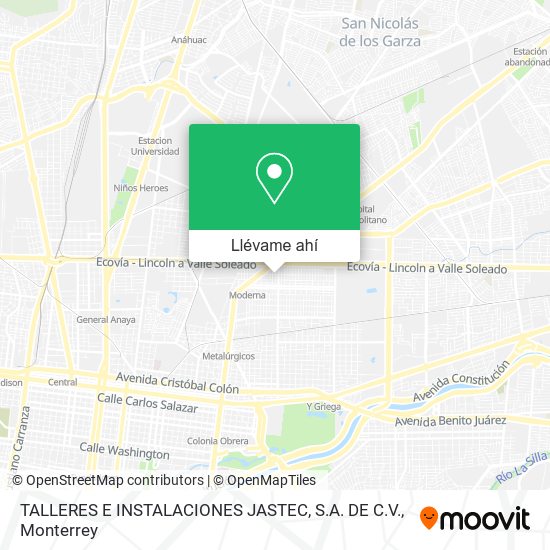 Mapa de TALLERES E INSTALACIONES JASTEC, S.A. DE C.V.