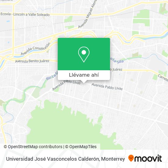 Mapa de Universidad José Vasconcelos Calderón