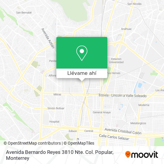 Mapa de Avenida Bernardo Reyes 3810 Nte. Col. Popular