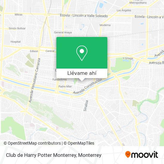 Mapa de Club de Harry Potter Monterrey