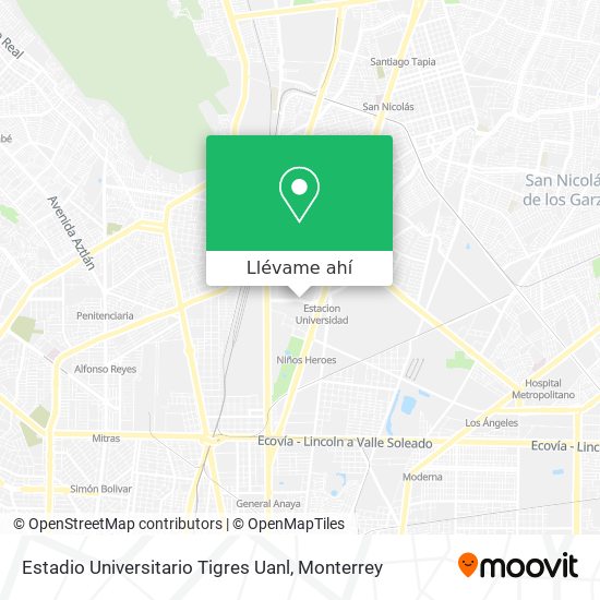 Mapa de Estadio Universitario Tigres Uanl