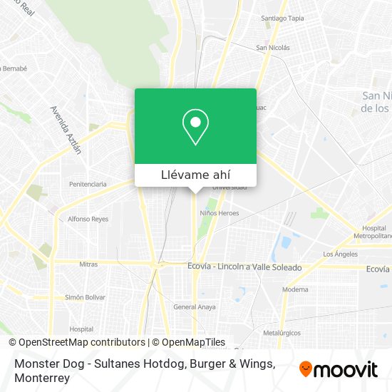 Mapa de Monster Dog - Sultanes Hotdog, Burger & Wings