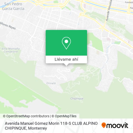 Mapa de Avenida Manuel Gómez Morín 118-S CLUB ALPINO CHIPINQUE